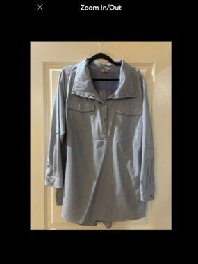 Duluth Trading Co Sol Survivor Sun Protection SPF 50 Pullover Tunic blue 2x